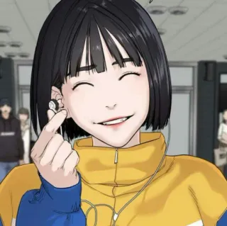 🎉 75b17b7c девушка, наушники, улыбается, веселая, женщина, подросток telegram sticker