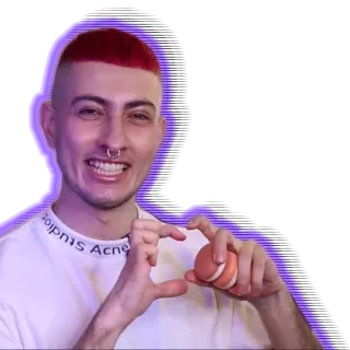 ❤️ 1633cb48 Studios Acne man, red hair, macaron, smile, heart hands, studios acne telegram sticker