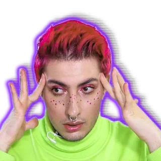 🤦‍♀ d44832d2 person, red hair, freckles, portrait, male, neon green shirt telegram sticker