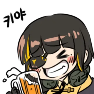 🍺 833a6370 키야 anime, cartoon, beer, drinking, happy, cute whatsapp sticker
