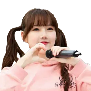 ❤ 079aebcd 여자 친구 phụ nữ, micro, trái tim, Hàn Quốc, nụ cười, tóc đuôi gà telegram sticker