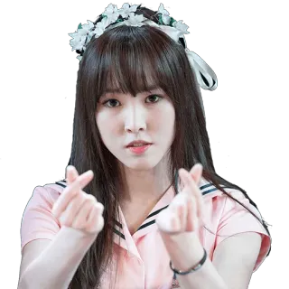 ❤ 6d380ba3 phụ nữ, Hàn Quốc, dễ thương, vòng hoa, tim ngón tay, cô gái, chân dung telegram sticker