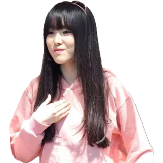 😊 b6e506f1 phụ nữ, người Hàn, người châu Á, người, cô gái, băng đô, áo hoodie hồng telegram sticker