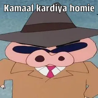 🐽 17a4e16e Kamaal kardiya homie babi kartun, topi, setelan, lucu, meme telegram sticker