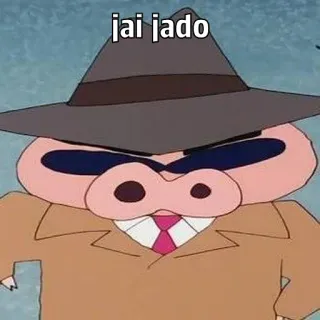 🐽 a057314b jai jado kartun, babi, topi, detektif, mantel telegram sticker