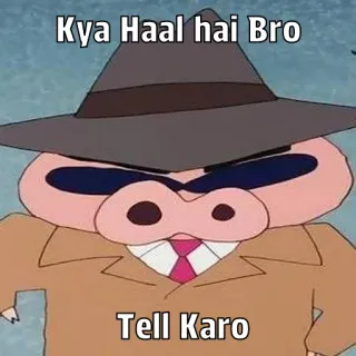 🐽 fbc9da46 Kya Haal hai Bro
Tell Karo kartun, babi, topi, bahasa Hindi, salam telegram sticker