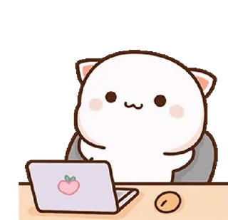 🤔 7669a640 mèo, máy tính xách tay, quả đào, dễ thương, hoạt hình, nhãn dán telegram sticker