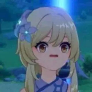 🏮 516f22ec Lumine Genshin Impact อนิเมะ, วิดีโอเกม, ผมบลอนด์, ผู้หญิง, ตลก telegram sticker