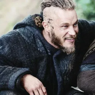 ⚔ e7dabb05 Ragnar Lothbrok Vikings Ragnar Lothbrok, Wikingowie, historyczny, postać, broda, mężczyzna telegram sticker