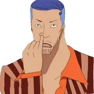 😐 6342267b 卡通, 角色, 动漫, 男人, 手指, 鼻子, 挖鼻孔 telegram sticker