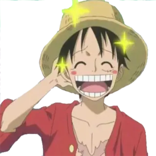 ☺️ b1486d83 Monkey D. Luffy One Piece 动漫, 漫画, 海贼王, 蒙奇·D·路飞, 微笑, 卡通 telegram sticker