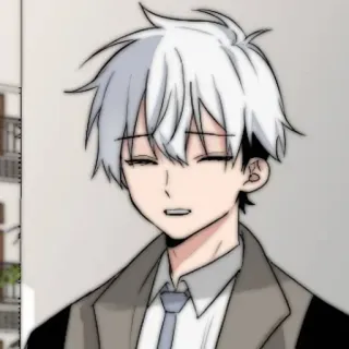 🥛 13709d08 Anime, Manga, Personaggio, Capelli bianchi, Abito grigio, Bello whatsapp sticker