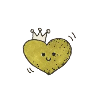 💚 4bbeea67 сердце, корона, милый, эмодзи, каваий, желтый, мультфильм whatsapp sticker