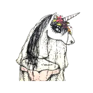 🦄 c9a75b80 единорог, фэнтези, мифическое существо, цветочный венок, искусство, животное, магический whatsapp sticker