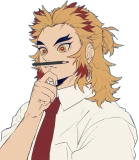 🖊 aa197068 Kyojuro Rengoku Demon Slayer Anime, Demon Slayer, Rengoku, Kyojuro Rengoku, Lápiz, Pensando telegram sticker