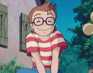 😊 cf60c8e6 อนิเมะ, เด็กผู้ชาย, แว่นตา, ยิ้ม, การ์ตูน telegram sticker