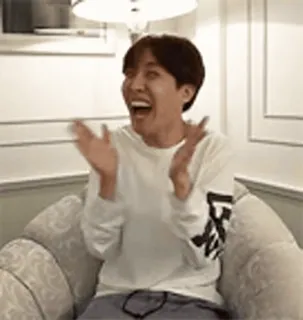 😂 b966f204 J-Hope J-Hope, BTS, K-pop, 开心, 鼓掌 telegram sticker