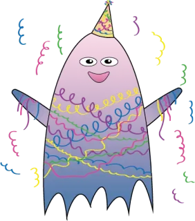 🥳 9cede09f Fiesta, Monstruo, Confeti, Celebración, Lindo, Dibujos animados, Cumpleaños, Colorido whatsapp sticker