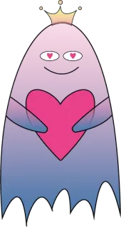 😍 fd025737 lindo, corazón, amor, monstruo, corona, personaje, rosa, morado whatsapp sticker