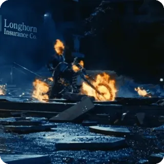 🌟 a33ca79f Longhorn Insurance Co. мотоцикл, огонь, ад, транспорт, лонгхорн, страхование, компания, авария, разрушение, ущерб telegram sticker