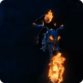 🌟 cdf88f56 Ghost Rider Призрачный гонщик, мотоцикл, пламя, супергерой, Marvel, комикс, экшн, байкер telegram sticker