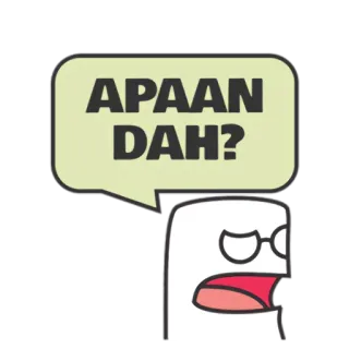 😑 88dc3041 APAAN DAH? kartun, pertanyaan, gelembung ucapan, bahasa indonesia, apaan sih telegram sticker