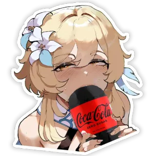 🫨 1440e3a5 Coca-Cola ZERO SUGAR coca-cola, soda, drink, zero sugar, lumine, genshin impact, anime telegram sticker