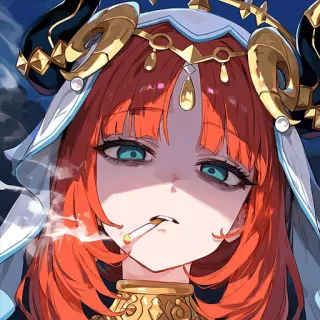 🫥 648a377b anime, smoking, red hair, female, character telegram sticker