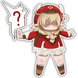 😵 e58e0225 Klee Genshin Impact anime, video game, blonde, spark knight, question, klee, genshin impact telegram sticker