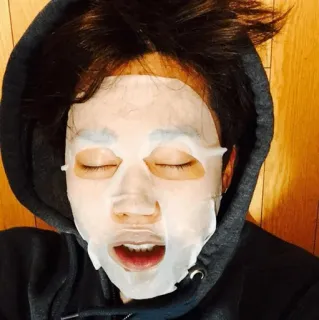 😴 e5647c18 face mask, skincare, person, hoodie, beauty treatment, self-care telegram sticker