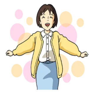 🙃 71d631ee Аниме, Женщина, Счастливый, Мультфильм telegram sticker