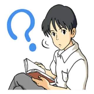 ❓ b4cccf31 Аниме, Мальчик, Вопрос, Думает, Книга telegram sticker