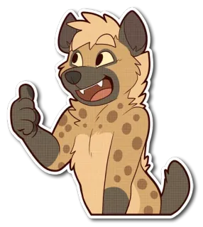 🤪 661cc45e Hyena, Kartun, Furry, Binatang, Jempol ke atas, Lucu whatsapp sticker
