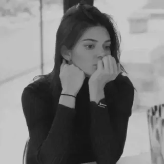 🧷 983fbe01 woman, portrait, black and white, sad, pensive, model telegram sticker