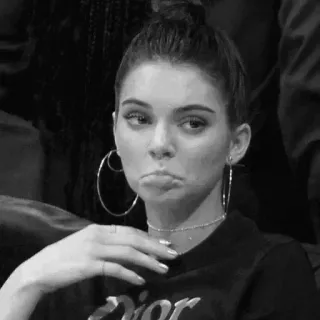 🧷 c0d187d6 Kendall Jenner woman, celebrity, model, pout, annoyed, black and white telegram sticker