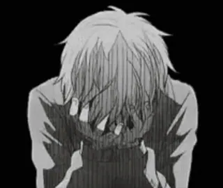 🤍 31e85477 triste, depresso, anime, manga, emotivo, piangendo, angosciato whatsapp sticker