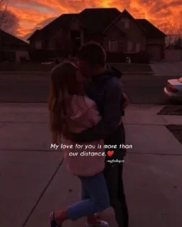 🌟 359d2d65 My love for you is more than our distance. liebe, paar, romantik, distanz, kuss whatsapp sticker