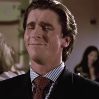 😀 cda45518 Patrick Bateman American Psycho Patrick Bateman, American Psycho, Christian Bale, 80er, Serienmörder, Filmszene, Finanztyp telegram sticker
