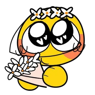 😳 cb4d6cf0 อิโมจิ, มงกุฎดอกไม้, น่ารัก, สีเหลือง, การ์ตูน telegram sticker
