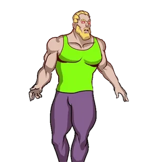 🤑 e199297a muscular, man, cartoon, fitness, athlete, strong, illustration telegram sticker