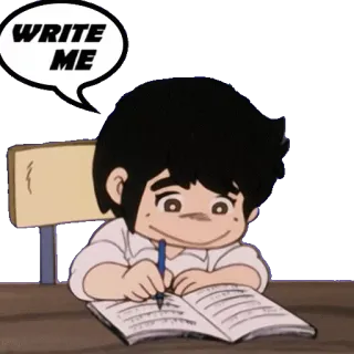 ✍ 2c3439ed WRITE ME menulis, kartun, anak laki-laki, sekolah, meja, pena, pelajar telegram sticker