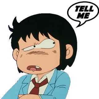 👂 9e23df1d TELL ME beritahu aku, kartun, bingung, kesal telegram sticker