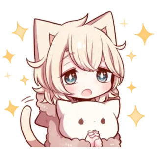 😍 25b9d7dc Chibi, Kawaii, Katze, Süß, Anime Stil, Manga, Glitzer telegram sticker