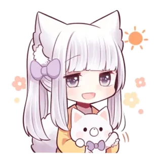🙂 7cb04fe2 Anime, Chibi, Süß, Katzenmädchen, Kawaii, Aufkleber telegram sticker