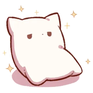 🐈 9bbc703c Kissen, süß, kawaii, schläfrig, funkeln, weiß, Cartoon telegram sticker