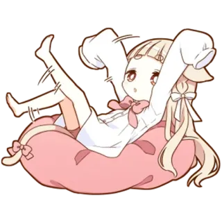 🛌 a833eeda Anime Mädchen, Kawaii, Chibi, Süß, Entspannend, Kissen telegram sticker