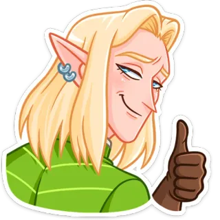 👍 4fb87196 Эльф, Фэнтези, Большой палец вверх, Одобрение, Стикер telegram sticker