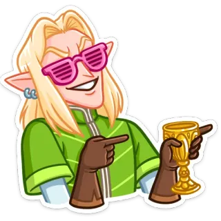 😎 60795bbf персонаж, указывает, чашка, очки, мужчина telegram sticker