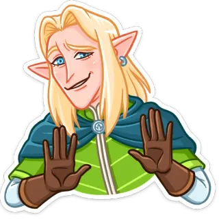 🖐 9aa459a4 Эльф, Фэнтези, Персонаж, Мультфильм, Самодовольный, Выражение telegram sticker