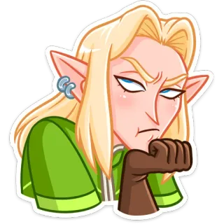 🤔 a1121631 эльф, фэнтези, персонаж, блондинка, уши, мультфильм telegram sticker